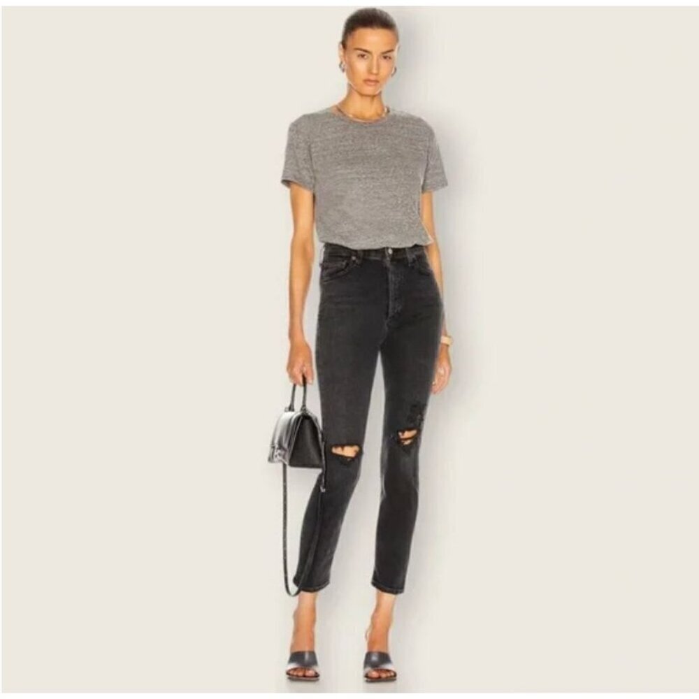 AGOLDE Nico High Rise Slim Jeans in Cassette Black Size 29